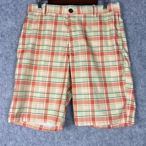 Nike‎ Flex Dri FIT Plaid Golf Shorts Mens 32x10 Medium Stretch Flat Front